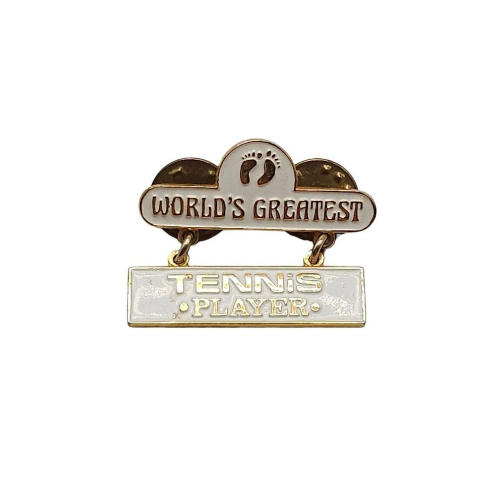 Hang Ten World's Greatest Tennis Player Footprints Lapel Brooch Pin Vintage